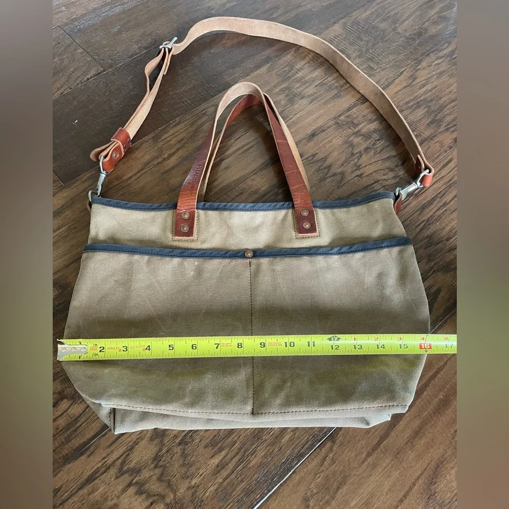 48 Nortb Waxed Canvas Tote Bag with Leather Straps - Brown
